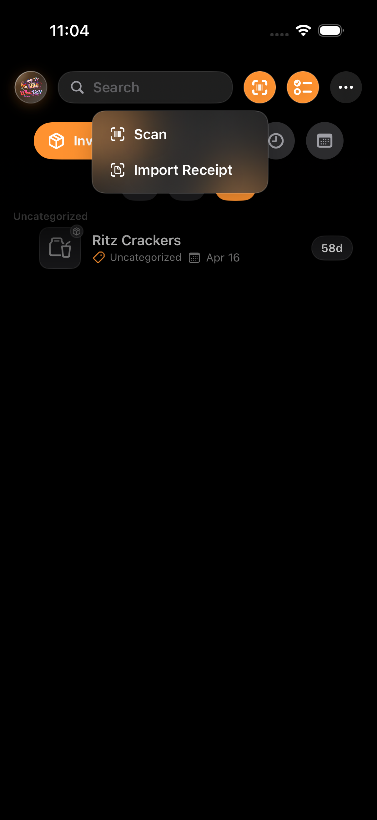 WhatDo discover recipe screen on iPhone